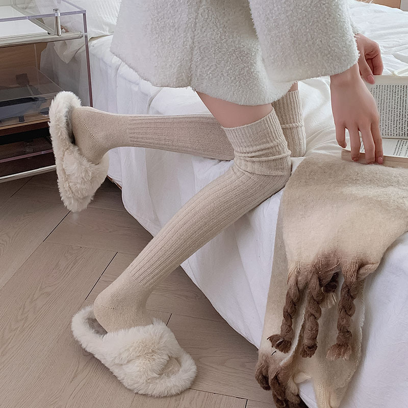 Thermal Sock Wool - Damskie podkolanówki wełniane kaszmirowe termiczne na